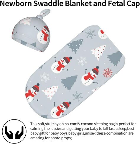 Christmas Baby Stuff Black and Red Check Plaid Snowflake Swaddle Blanket and Hat Set Boy Girl, Soft Stretchy Sleep Sack Receiving Blanket for Infants in Kuwait