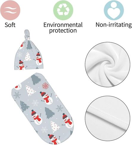 Christmas Baby Stuff Black and Red Check Plaid Snowflake Swaddle Blanket and Hat Set Boy Girl, Soft Stretchy Sleep Sack Receiving Blanket for Infants in Kuwait