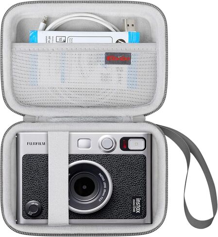 حقيبة حمل كاميرا Elonbo متوافقة مع كاميرا Fujifilm Instax Mini EVO الفورية، غطاء عدسة الكاميرا، حامل تخزين واقي للسفر، جيب شبكي يناسب شاحن الفيلم، وردي + وردي داخلي in Kuwait
