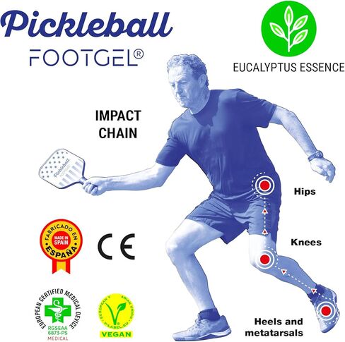 FOOTGEL PICKLEBALL | Designed for the specific biomechanics of this sport thanks to its unique and exclusive triple layer (fabric + high-density foam + Termocrep Gel® for maximum cushioning). (S (Mens 3.5-6 / Women 5-7.5) in Kuwait