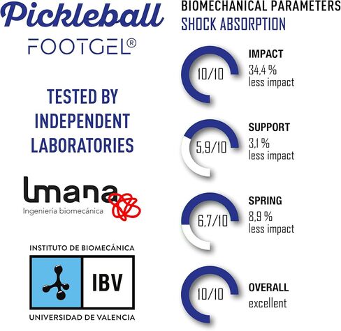 FOOTGEL PICKLEBALL | Designed for the specific biomechanics of this sport thanks to its unique and exclusive triple layer (fabric + high-density foam + Termocrep Gel® for maximum cushioning). (S (Mens 3.5-6 / Women 5-7.5) in Kuwait