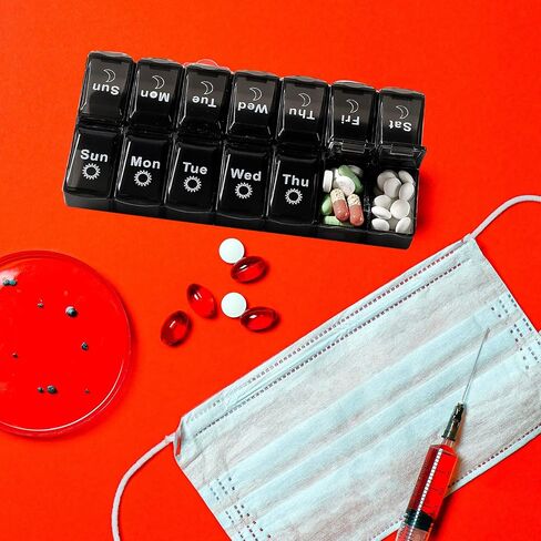 منظم حبوب منع الحمل الأسبوعي، حاوية حبوب منع الحمل الكبيرة، منظم حبوب الدواء لمدة 7 أيام، منظم حبوب الدواء مرتين في اليوم، حاوية حبوب منع الحمل ليلاً ونهارًا، صندوق حبوب منع الحمل للسفر صباحًا ومساءً، علبة حبوب منع الحمل للفيتامينات ومكملات زيت السمك in Kuwait