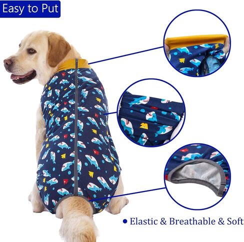 Dog Surgery Recovery Suit Dog Onesie Dog Bodysuit Surgical Suit for Female (Not Need Roll It Up to Go Potty for Male Dogs) Spay Post Healing Neuter After Surgery Suits in Kuwait