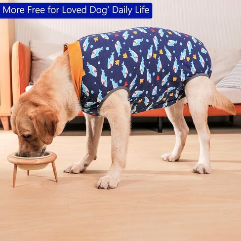 Dog Surgery Recovery Suit Dog Onesie Dog Bodysuit Surgical Suit for Female (Not Need Roll It Up to Go Potty for Male Dogs) Spay Post Healing Neuter After Surgery Suits in Kuwait