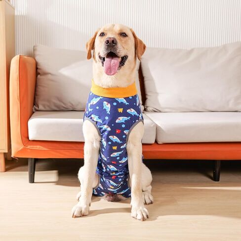 Dog Surgery Recovery Suit Dog Onesie Dog Bodysuit Surgical Suit for Female (Not Need Roll It Up to Go Potty for Male Dogs) Spay Post Healing Neuter After Surgery Suits in Kuwait