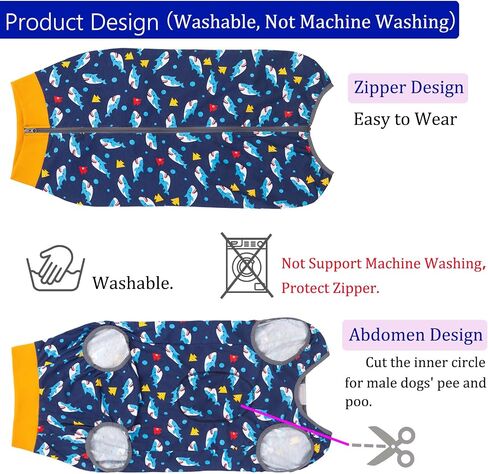 Dog Surgery Recovery Suit Dog Onesie Dog Bodysuit Surgical Suit for Female (Not Need Roll It Up to Go Potty for Male Dogs) Spay Post Healing Neuter After Surgery Suits in Kuwait