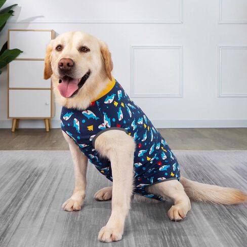 Dog Surgery Recovery Suit Dog Onesie Dog Bodysuit Surgical Suit for Female (Not Need Roll It Up to Go Potty for Male Dogs) Spay Post Healing Neuter After Surgery Suits in Kuwait