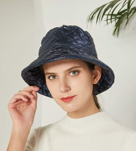 Pilipala المرأة الشتاء قبعة بحافة لامعة معدنية عكسها الدافئة الصيد Boonie موضة واسعة حافة قبعة للجنسين in Kuwait