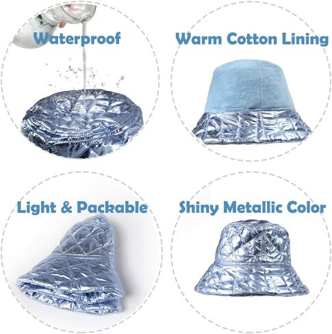 Pilipala المرأة الشتاء قبعة بحافة لامعة معدنية عكسها الدافئة الصيد Boonie موضة واسعة حافة قبعة للجنسين in Kuwait