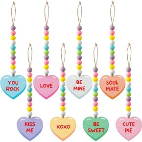 WATINC 8pcs Bee Wooden Bead Garland Ornament with Honeybee Pendant, Hanging Wood Ring Beads Tassels Rustic Farmhouse Tiered Tray Decor for Lemon Yellow Spring Summer Holiday Birthday Party Photo Props