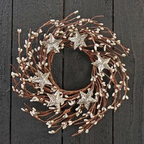 Platinum Silver Star Pip Candle Ring | 2 Pc Set | 6.5 with 3.5 Center | Pip Berry Christmas Candle Ring Wreath in Kuwait