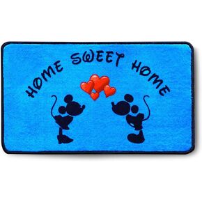J.Ehonace Mickey Minnie Mouse Rugs - Non-Slip Home Sweet Home Mickey Red Cartoon Welcome Mat, 17" x 30" Cute Minnie Bow Rug Indoor Entrance Doormat Livingroom Home Decor Rugs