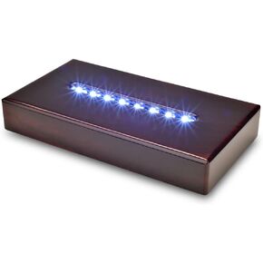ASENTE 8 LED Light Stand Base - Rectangle Display Pedestal for 3D Crystal Glass Art - AC/USB Operated - Lighted Mirror Box for Centerpieces (Cherry Wood Veneer) in Kuwait