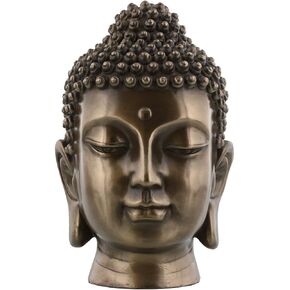 Pacific Trading 6.5 Inch Buddha Head Buddhist Religious Bronze Finish Statue Figurine (Tarnished Bronze)