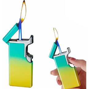 New Creative Double Fire Lighter Jet Flame Open Flame Conversion Windproof Inflatable Lighter Novelty Men's GIF (Butane Gas Not Included in Saudi Arabia