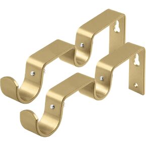 KAMANINA Double Curtain Rod Bracket 2 Pack, Warm Gold-New in Kuwait