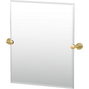 Gatco 4239SM Latitude II Rectangle Mirror, 24" H, Brushed Brass Wall Mounted 24" H x 19.50" W Pivoting (Tilting) Beveled Bathroom Vanity Mirror Total Width with Brackets 24" in Kuwait