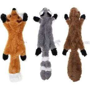 No Stuffing Dog Toy, Stuffing Free Dog Chew Toys Set with Squirrel and Raccoon Squeaky Plush Dog Toy for Small and Medium Dogs - 2 Packs, 15.7 Inch in Saudi Arabia