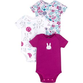 Lamaze Organic Baby baby-girls Short Sleeve Cotton Bodysuit, Snap Closure Shirt (pack of 3) in Kuwait