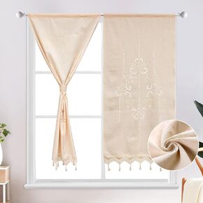 ZHH ستارة دانتيل كروشيه مصنوعة يدويًا ستارة نافذة قطنية مع شرابات ستارة زهرة مجوفة لباب غرفة نوم المطبخ والمقهى (لوحة واحدة، عرض 27 بوصة × ارتفاع 59 بوصة)، أبيض in Kuwait