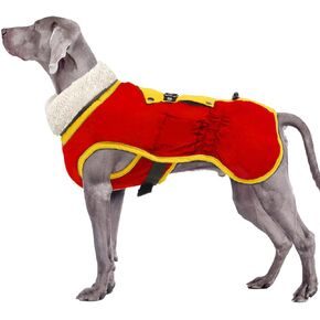 EMUST Dog Winter Coat, Thick Fleece Lining Warm Dog Jacket for Winter, Windproof Reflective Turtleneck Dog Cold Weather Coats with Leash Hole, Warm Dog Snow Jackets Vest for Medium Dogs, Blue M in Kuwait