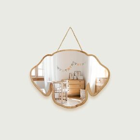 Sinco Acrylic Decorative Natural Wood Framed Dog Shaped Wall Mirror Decor for Nursery Kids Room 11.81" x 8.75" x 0.2'' Thick Framed Fogless Mirror in Kuwait