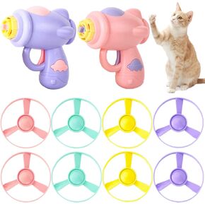 10 Pieces Cat Fetch Toy, Flying Cat Toy with Colorful Flying Propellers Set, Cat Puzzle Toy for Indoor Cat Playing Tracking Interactive Toys for Kitten Chasing Training Hunting (Pink and Purple) in Saudi Arabia