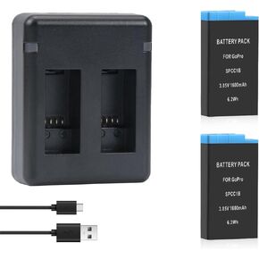 بطاريات REYTRIC مُحدثة مكونة من عبوتين لكاميرا GoPro Max 360 مع شاحن USB ثنائي القناة متوافق مع GoPro Max 360 ACDBD-001، بطارية ACBAT-001 in Kuwait