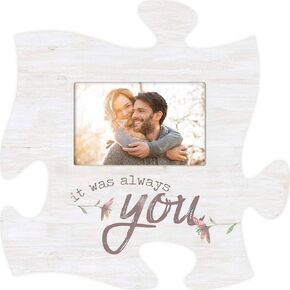 إطار صورة جداري قطعة لغز خشبية 12 × 12 من P. Graham Dunn It was Always You Floral White in Saudi Arabia
