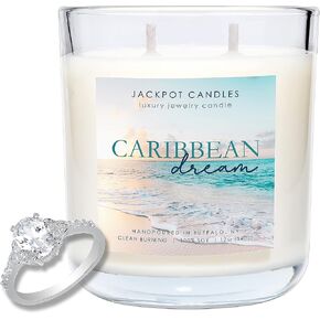 Jackpot Candles Caribbean Dream Candle with Ring Inside (Surprise Jewelry Valued at 15 to 5,000 Dollars) Ring Size 7