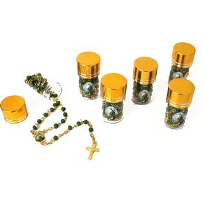 12 قطعة من Ooki مسبحة معطرة باللون الذهبي والأخضر سانت يهوذا سانت في زجاجة زجاجية خرز مسبحة صليب مسبحة هدايا للحفلات للأطفال Recuerdos De Mi Bautizo شركة المعمودية in Kuwait