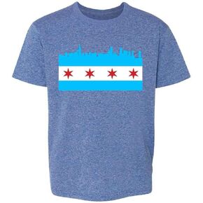 تي شيرت Pop Threads Chicago City Flag Skyline Retro Vintage للأطفال الصغار والأطفال والبنات
