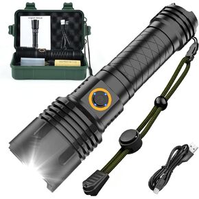 Eahpaslf Flashlights Rechargeable Flashlight High Lumens, 150000 Lumens Super Bright Handheld Tactical Flashlights with 5 Modes, Zoomable, High Powered Flash Light LED for Emergency Camping Hiking in Saudi Arabia