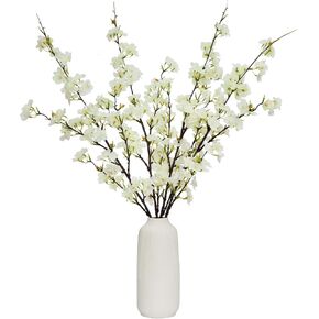 Sunm Boutique 4Pcs Artificial Cherry Blossom Flowers, 42.9" Faux Cherry Blossom Branches, Cherry Blossom Stems for Wedding, Office, Party, Hotel, Yard, Home, Decoration, White in Kuwait