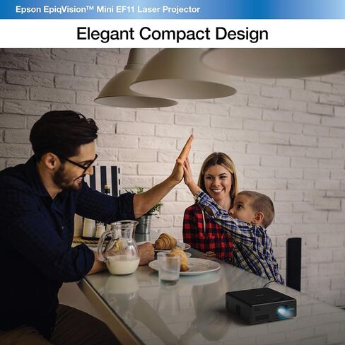 جهاز عرض Epson EpiqVision Mini EF12 Smart Streaming Laser Projector، HDR، Android TV، أفلام، ألعاب عائلية، محمول، صوت من Yamaha، 3LCD، Full HD 1080p، 1000 لومن اللون والسطوع الأبيض، بلوتوث أسود in Saudi Arabia