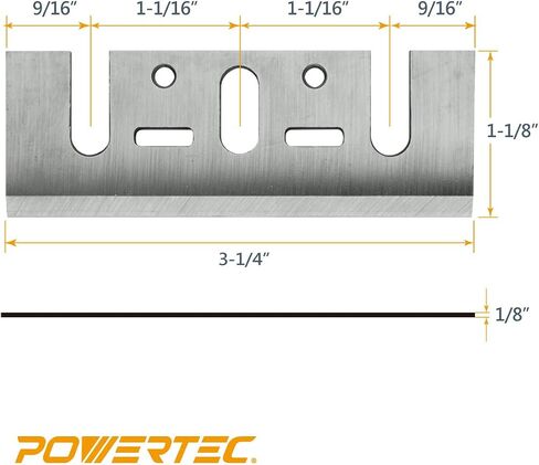 POWERTEC 12834V 3-1/4" (82mm) HSS Hand Held Planer Blades Replacement for DeWalt DW6655 DW680K, Makita 1100 731001-4 D17217 1900BW 1923B M101 N1900B N1900BW 731201-6 N1900 - Set of 2 in Saudi Arabia