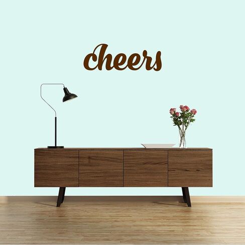 POEM Studio Cheers علامة حائط معدنية للديكور، ديكور بار للحائط، ديكور للمطبخ، علامة كلمة، هدية المطبخ، ديكور المطبخ، هدية الطبخ - 3 أحجام / 13 لونًا - 14 بوصة أسود - داخلي وخارجي صنع في الولايات المتحدة الأمريكية in Kuwait