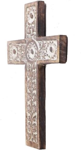 منحوتة فنية روحية مزخرفة على الحائط الخشبي الأمريكي الهندي مقاس 12 بوصة للتعليق على الحائط صلبان فرنسية ريفية دينية فكرة هدية لأعياد الميلاد أو عيد الفصح أو الكريسماس أو حفلات الزفاف أو أي مناسبة in Kuwait