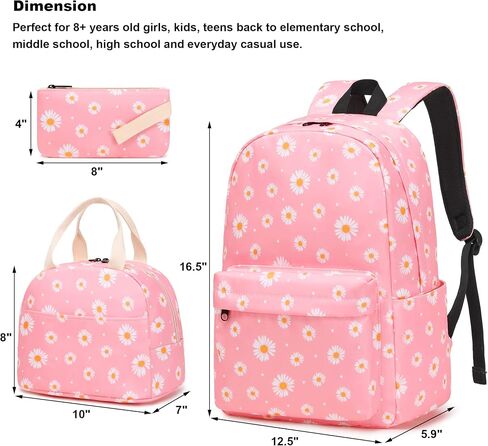 Kouxunt Girls School Backpacks for Kids Teens, 3-in-1 School Bag Bookbags Set with Lunch Bag Pencil Case in Saudi Arabia