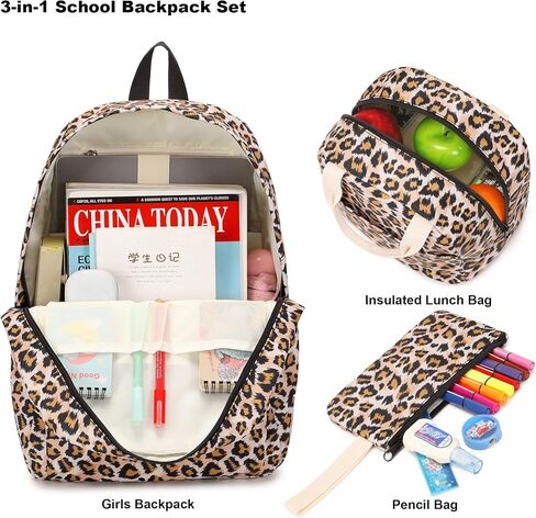 Kouxunt Girls School Backpacks for Kids Teens, 3-in-1 School Bag Bookbags Set with Lunch Bag Pencil Case in Saudi Arabia