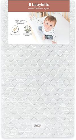 Babyletto Pure Core Mini Crib Mattress, Hybrid Waterproof Cover, Lightweight, Greenguard Gold Certified in Saudi Arabia