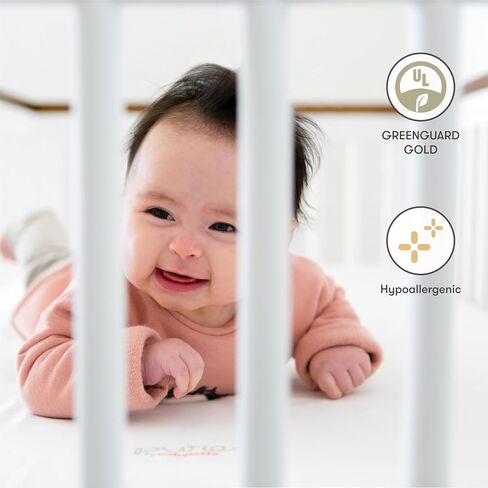 Babyletto Pure Core Mini Crib Mattress, Hybrid Waterproof Cover, Lightweight, Greenguard Gold Certified in Saudi Arabia