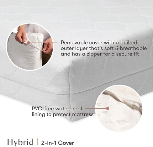 Babyletto Pure Core Mini Crib Mattress, Hybrid Waterproof Cover, Lightweight, Greenguard Gold Certified in Saudi Arabia