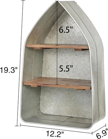 SOFE Galvanized Metal Wash Tub with Shelf, Oval Wall Shelf Country Bathroom Decor, 2 Tier Display Shelf Wall Mounted, Farmhouse Laundry Wall Shelf, Floating in Saudi Arabia