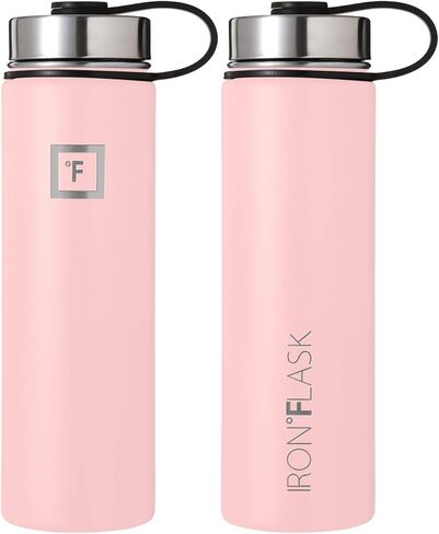 زجاجة مياه رياضية من IRON °FLASK - 3 أغطية سعة 22 أونصة (غطاء من القش)، مقاومة للتسرب - زجاجات رياضية وجيم من الفولاذ المقاوم للصدأ للرجال والنساء والأطفال - ترمس معزول بجدار مزدوج، مقصف معدني in Kuwait