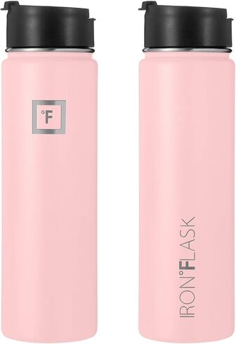 زجاجة مياه رياضية من IRON °FLASK - 3 أغطية سعة 22 أونصة (غطاء من القش)، مقاومة للتسرب - زجاجات رياضية وجيم من الفولاذ المقاوم للصدأ للرجال والنساء والأطفال - ترمس معزول بجدار مزدوج، مقصف معدني in Kuwait