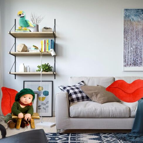 CHELEI2019 23.6 "وسادة الشفاه ثلاثية الأبعاد شكل الشفاه الحمراء أفخم رمي وسادة لعبة ديكورا للمنزل والأريكة والسرير in Kuwait