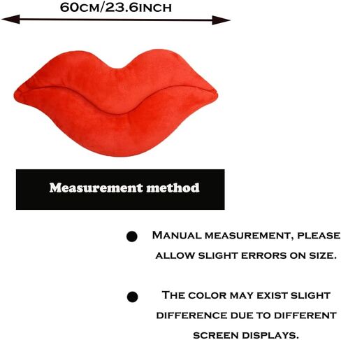CHELEI2019 23.6 "وسادة الشفاه ثلاثية الأبعاد شكل الشفاه الحمراء أفخم رمي وسادة لعبة ديكورا للمنزل والأريكة والسرير in Kuwait