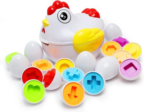 J-hong Matching Easter Eggs 12 PCS Educational Preschool Game, Color and Shape Recognition Skills, Learning Toy Gift for Toddler 1 2 3 Year Old in Kuwait