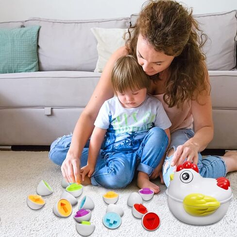 J-hong Matching Easter Eggs 12 PCS Educational Preschool Game, Color and Shape Recognition Skills, Learning Toy Gift for Toddler 1 2 3 Year Old in Kuwait